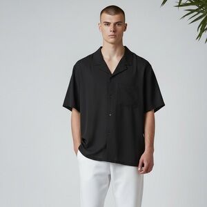All In Motion Black Short-Sleeve Collar Shirt